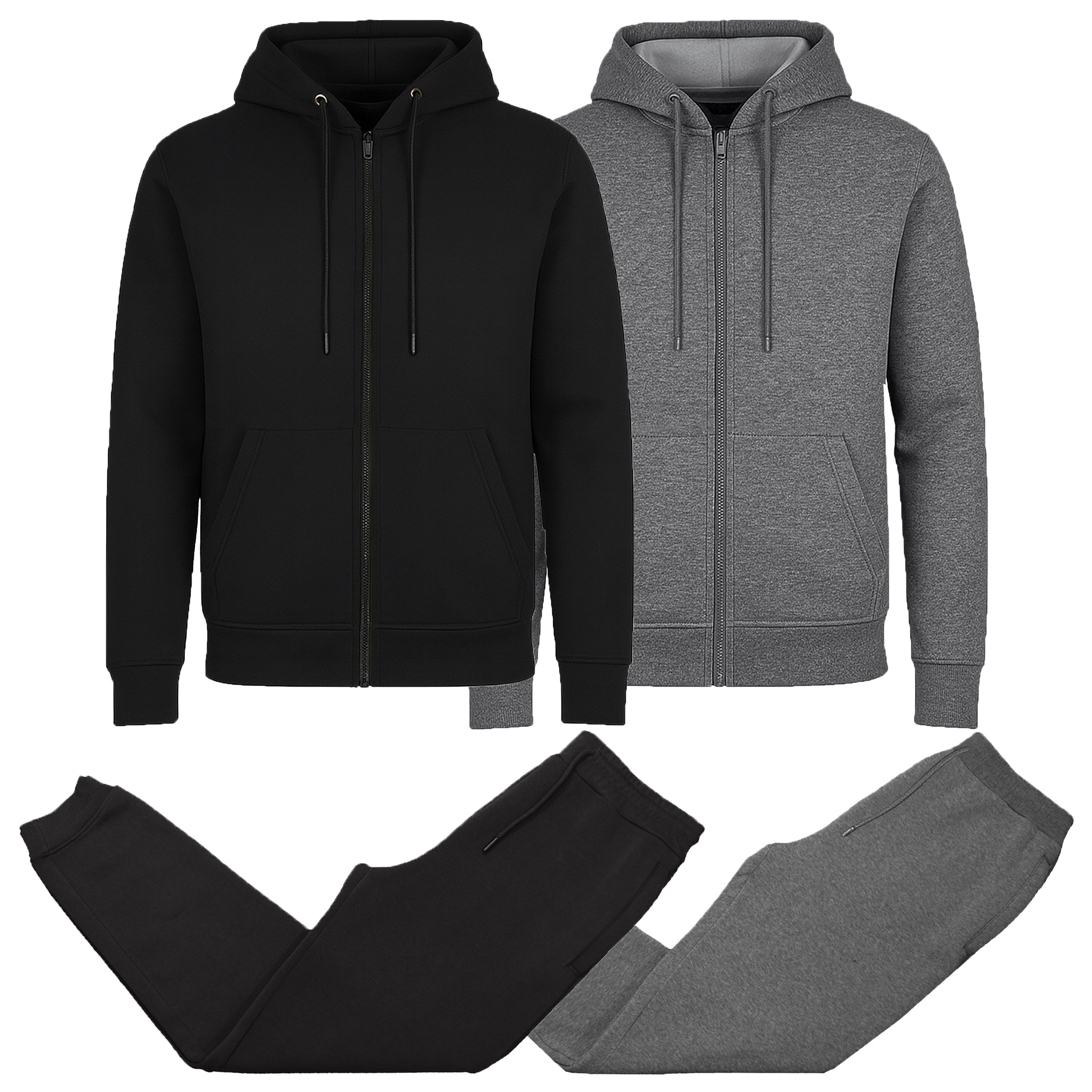 Mens Fleece-Lined Zip Hoodie & Jogger Set - Gallery 28