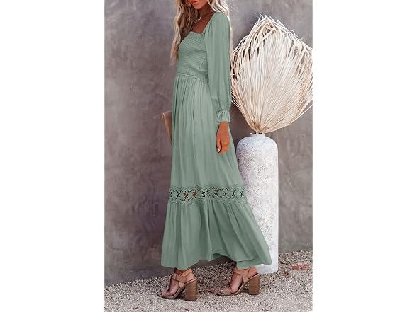 Ferlema Women (S) Casual Long Sleeve Neck Dress
