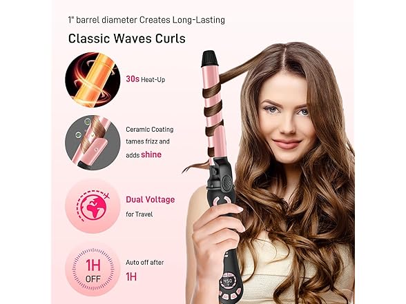 HITTIONA Rotating Curling Iron - 1 Inch