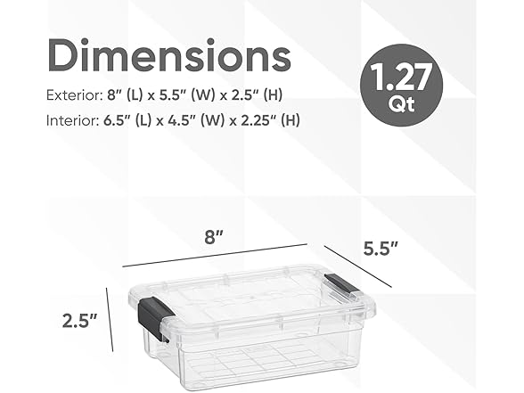 Superio Clear Storage Boxes with Lids, 1.27 Quart  36 Pack