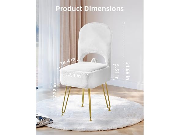 GOUUN White Faux Fur Vanity Chair