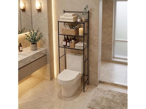 Bath Bliss 3-Tier Over Toilet Rack Black