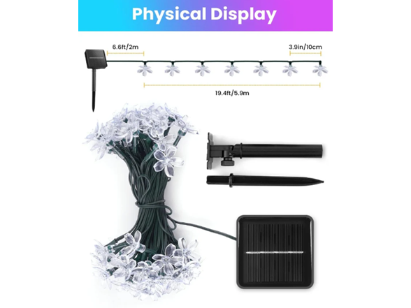 Hakol 2 Pack Total 52FT 120 LED Flower Solar Lights