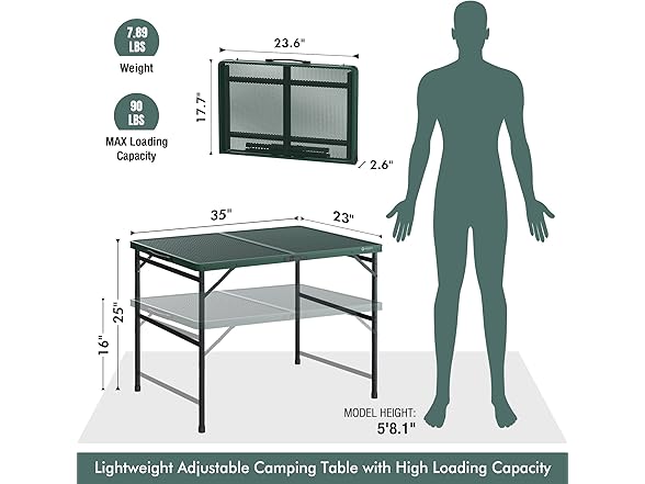 VILLEY Grill Table, 3ft Folding Camping