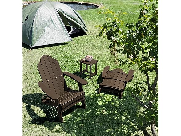 Dark Brown Folding Adirondack Chair Set of 4