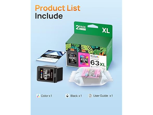 EZ Ink 63XL Ink Cartridges Black and Color