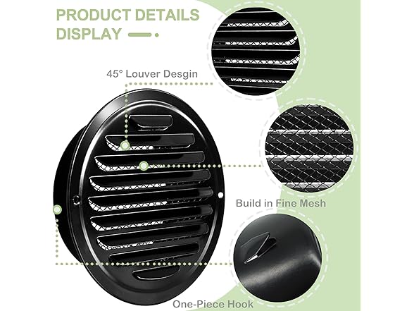 6" Round Soffit Vent Cover Black