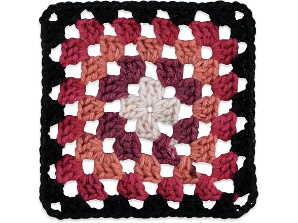 Red Heart All in One Granny Square-Black -