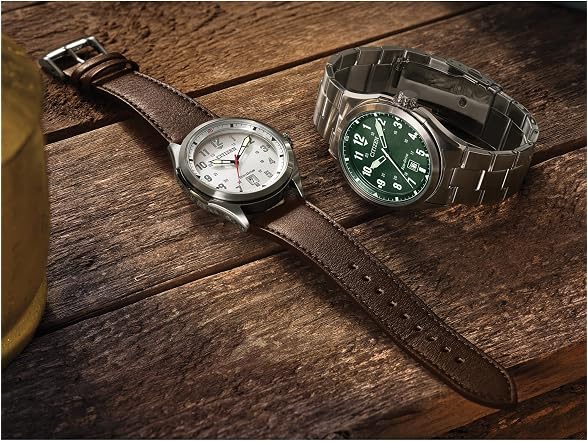Citizen Men Force Silver-Tone Bracelet & Green Dia