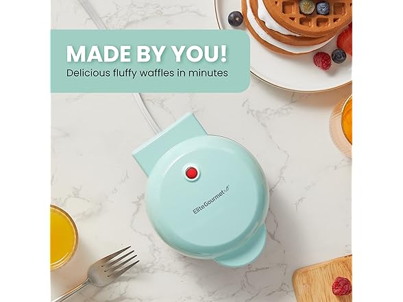 Elite Mini Waffle Maker Blue 5in