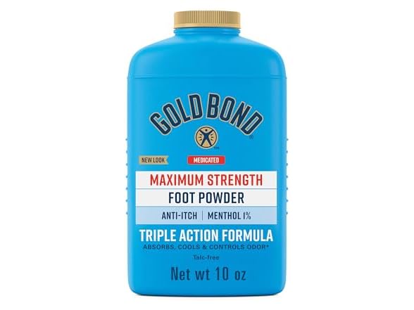 Gold Bond Medicated Talc-Free Foot Powder 10 oz., Maximum Strength Odor Control & Itch Relief