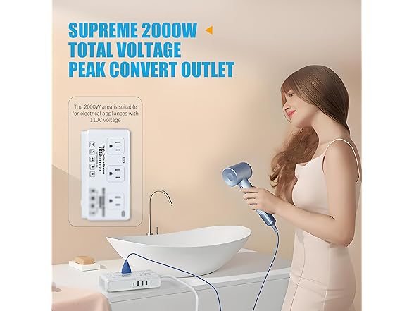 Kruuue 220v to 110v Voltage Converter Powerstrip