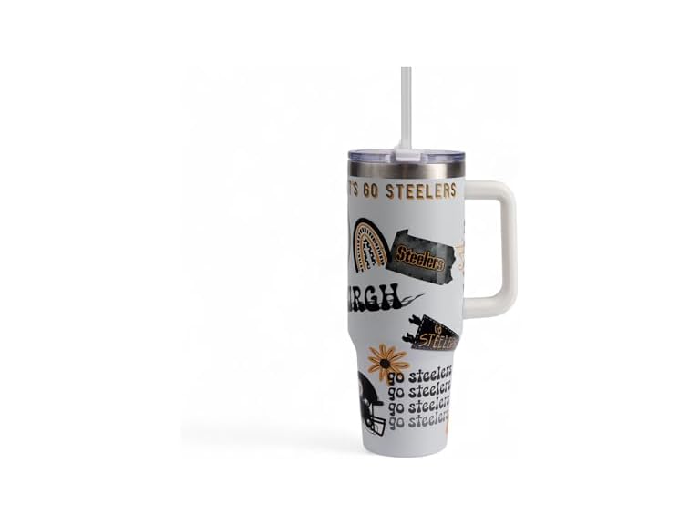 The Memory Company Official Licensed 40oz Team Spirit Stainless Steel Tumbler - Vacuum-Insulated Double-Wall Travel Cup With Handle and Straw Lid