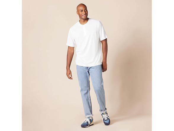 Amazon Essentials 2-Pack Henley Shirt, White (S)