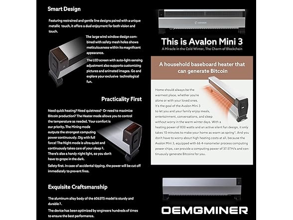Canaan Avalon Mini 3 BTC Miner 37.5TH