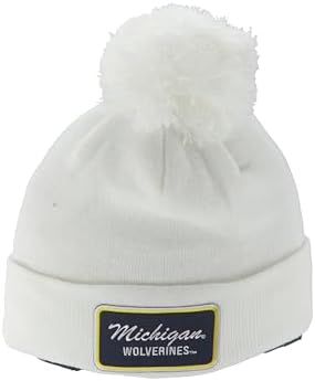 ZHATS Standard NCAA Officially Licensed Pom Beanie Patch Brick White, One Size