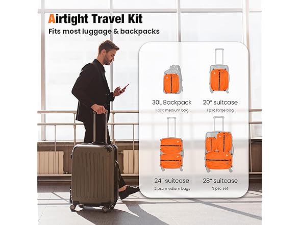 3 Pack Vacuum Bags for Travel