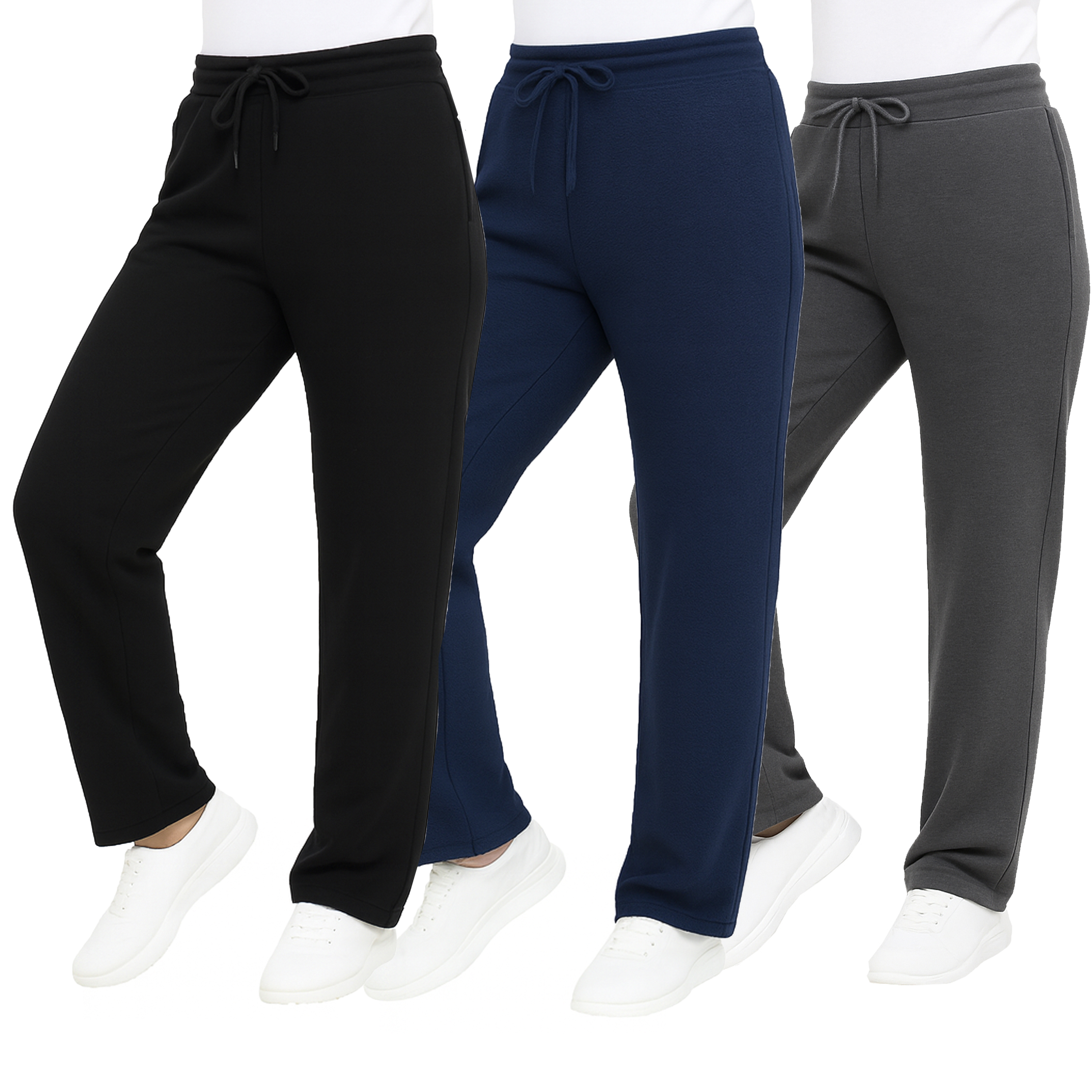 3Pk Womens Heayweight Fleece-Lined Sweatpants - Gallery 14