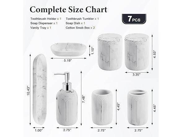 Z ZONAMA White Resin Bathroom Accessories Set