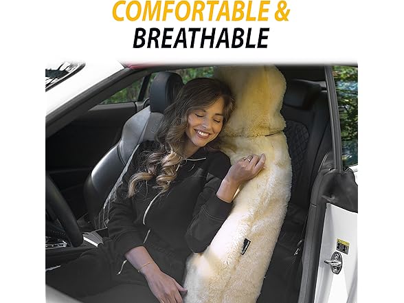 ZONE TECH Sheepskin Car Seat Cover Ivory or Black