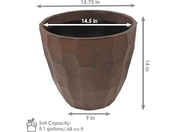 Sunnydaze Pebbled Polyresin Round Outdoor Planter Set of 2