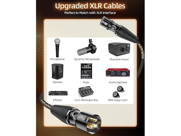 Kaybrigher XLR Cables 6ft 2-Pack