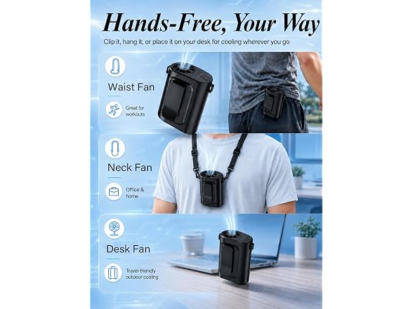 OiQii Portable Waist Fan Lightweight