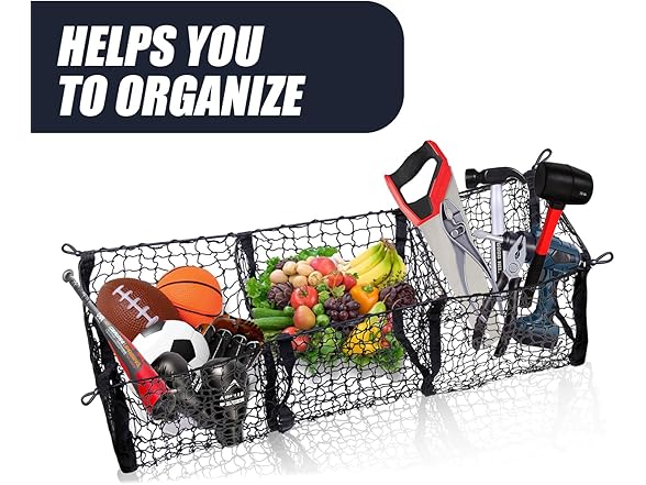 Zone Tech NE0001 3 Pocket Mesh Trunk Storage Organizer B