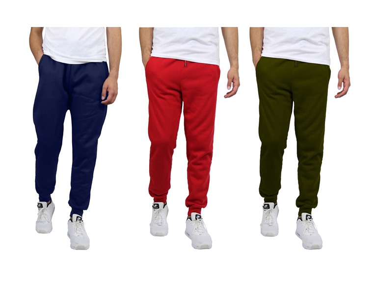 BLUE ICE WC-----(Men's 3Pack) - JWH/MFP-500 - NOR - S Small 3PK Mens Fleece-Lined Classic Joggers Navy - Olive - Red