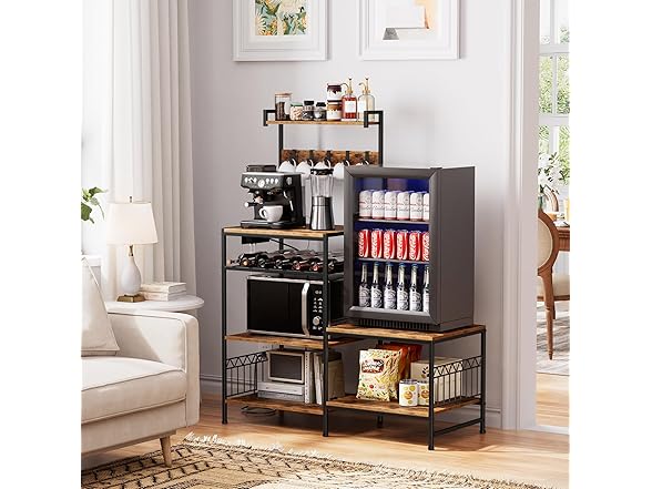 Mini Fridge Stand Coffee Bar Cabinet
