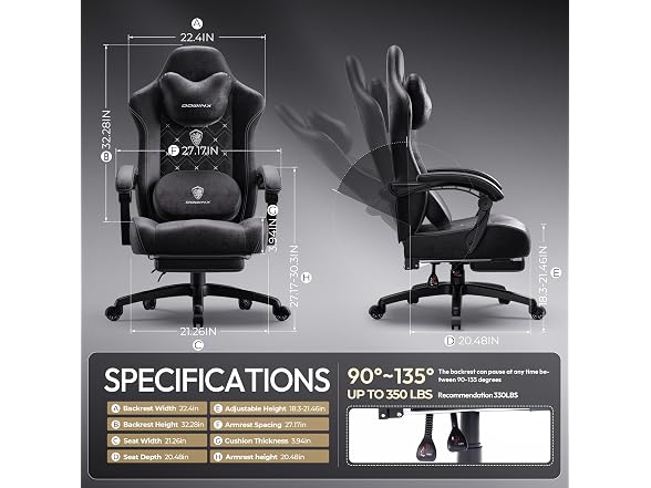Dowinx Gaming Chair W/ Heated Lumbar Support