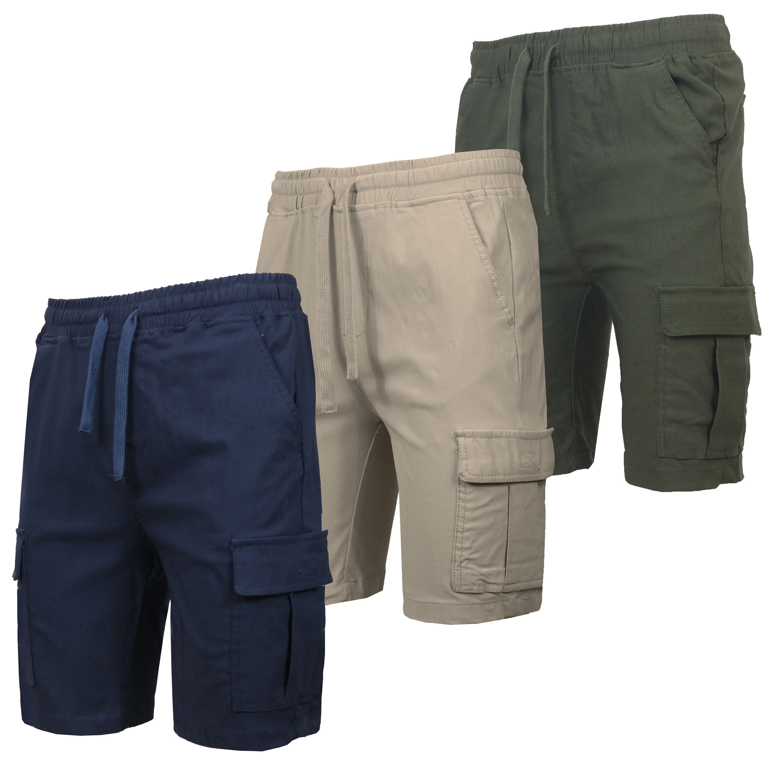 3Pk Mens Super Stretch Cargo Shorts - Gallery 16