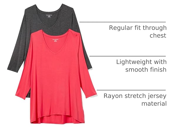 Amazon Essentials Women 2-pack 3/4 Sleeve Tee