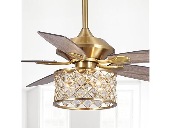 Parrot Uncle F6338MSQ-PU 52" Gold Crystal Ceiling Fan