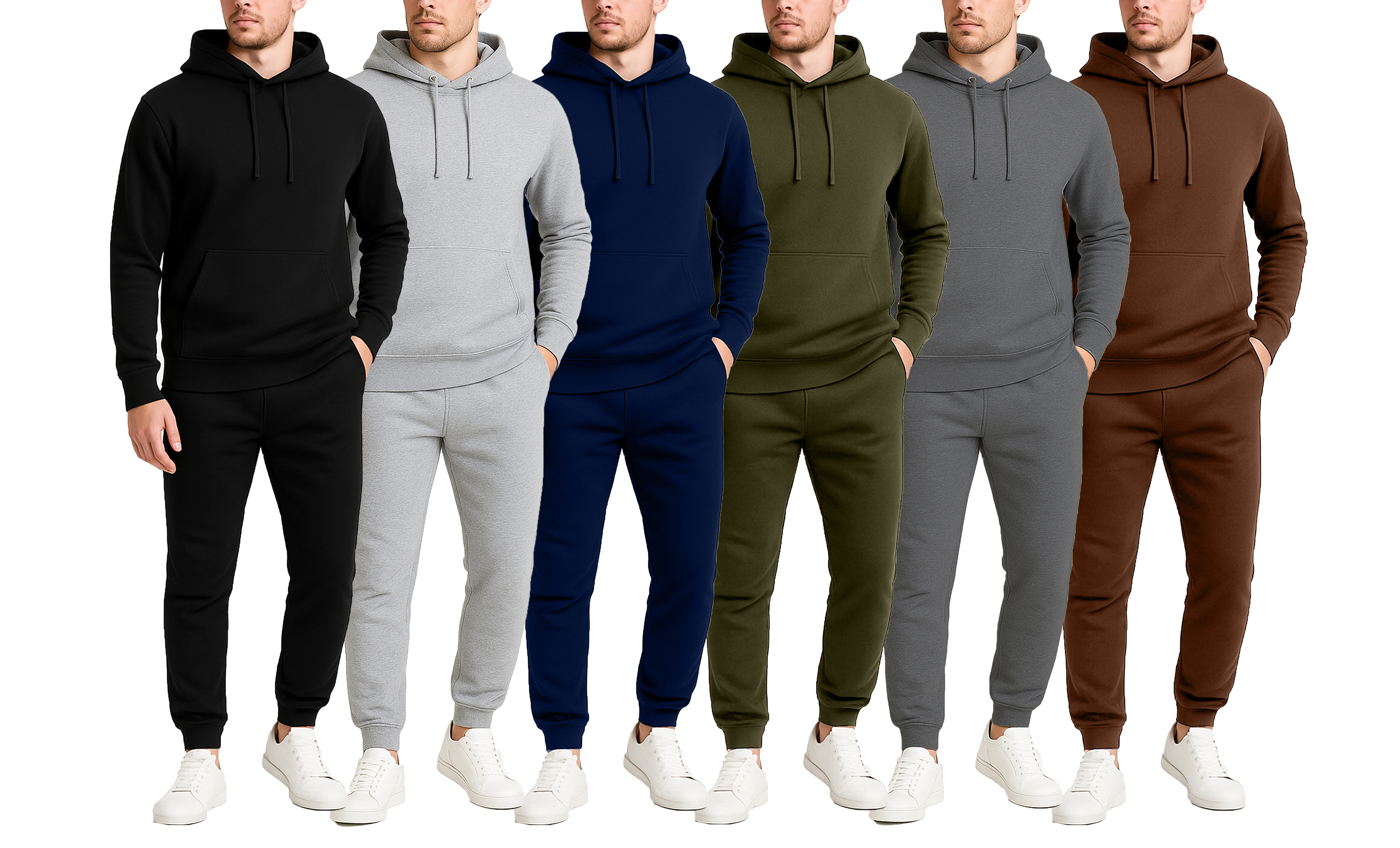 Mens Fleece-Lined Pullover Hoodie & Jogger Set - Gallery 33
