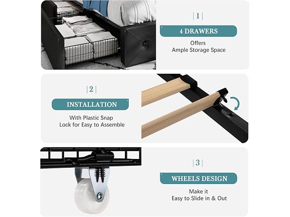 HOOMIC Queen Platform Storage Bed Frame