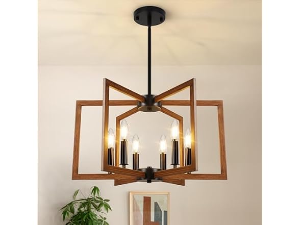 Bairth Adjustable Wood Grain Kitchen Chandelier