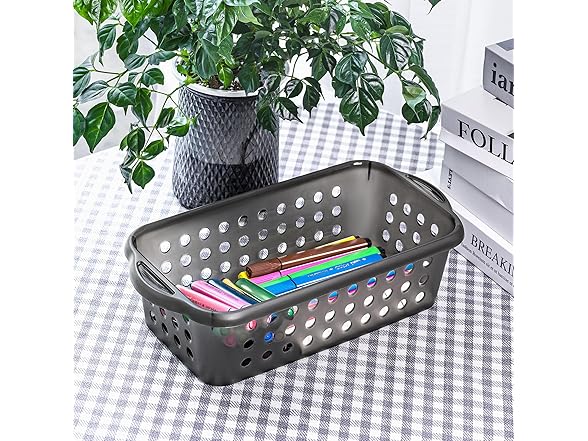 Cetomo Plastic Storage Baskets with Handle, 12 Pack