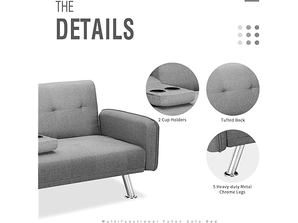IULULU Futon Sofa Bed, Convertible Couch