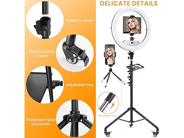 Auriani 22" Foldable Ring Light with Stand
