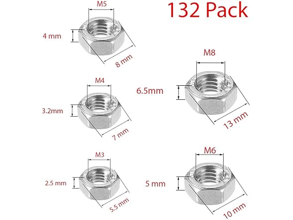 Stainless Steel Hex Nuts Assortment kit