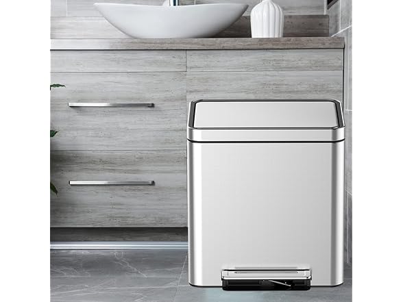 MOVECOM 2 x 4 Gal (2 x 15L) Dual Compartment Trash Can 