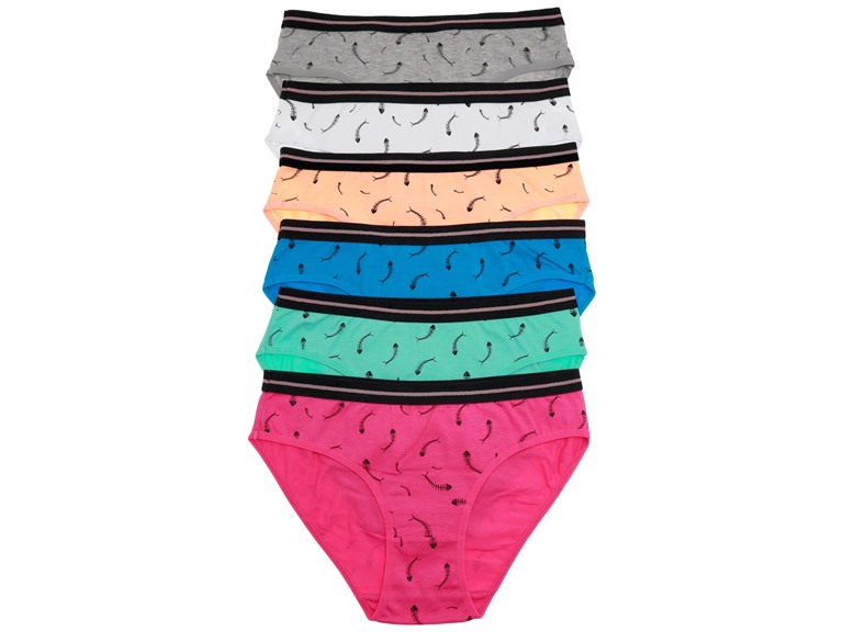 Angelina G6794_ASST_6_UM Medium (4-6) Angelina Cotton Bikini Panties with Fishbone Print Design (6-Pack) Assorted (6 Pack)