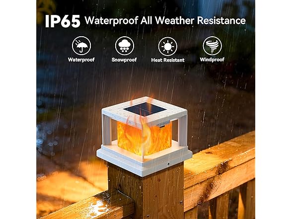 Brightever Solar Post Cap Flame Light Outdoor