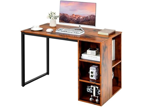 GLOBALWAY Computer Desk with Bookshelf