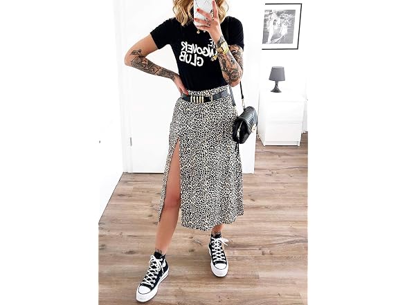 SSPalu Women (S) Casual High Waist Boho Side Skirt