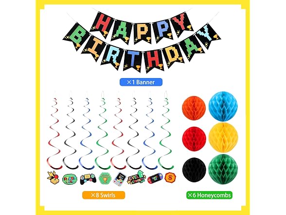 Yeocu Video Game Birthday Decorations