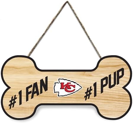 NFL Kansas City Chiefs #1 Fan #1 Pup Waterproof Wooden Wall Sign, Sporty Fence Sign, NFL Football Fan Yard Décor for Yard, Fence, Walls, Indoor and Outdoor with Your Favorite Football Team Logo!