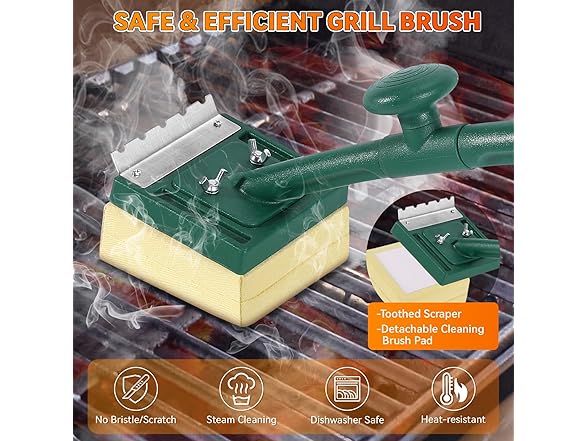 Grill Brush Bristle Free with Scraper