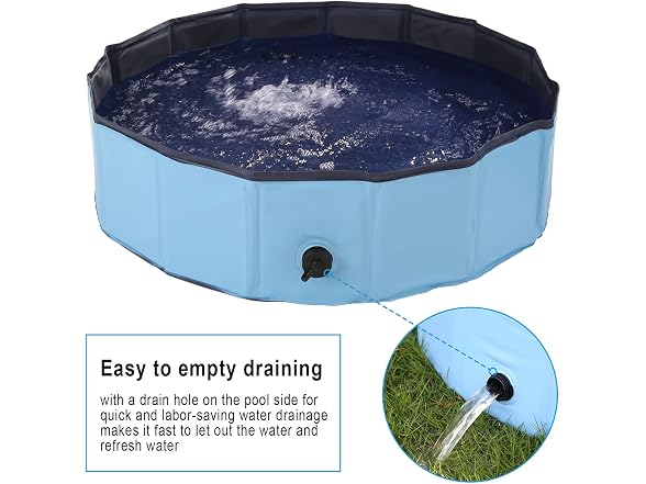 OWNPETS Foldable Pet Pool with Bath Brush, C